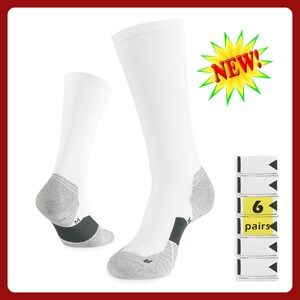 Wander Men's Athletic Over The Calf Socks 6 Pair Size L 9-12 White NWT